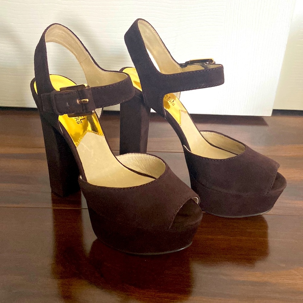 Suede Platform Heel with Peep Toe